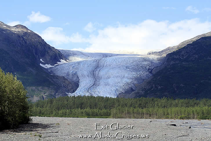 View of Exit Glacier in Seward Alaska taken from Exit Glacier Road.